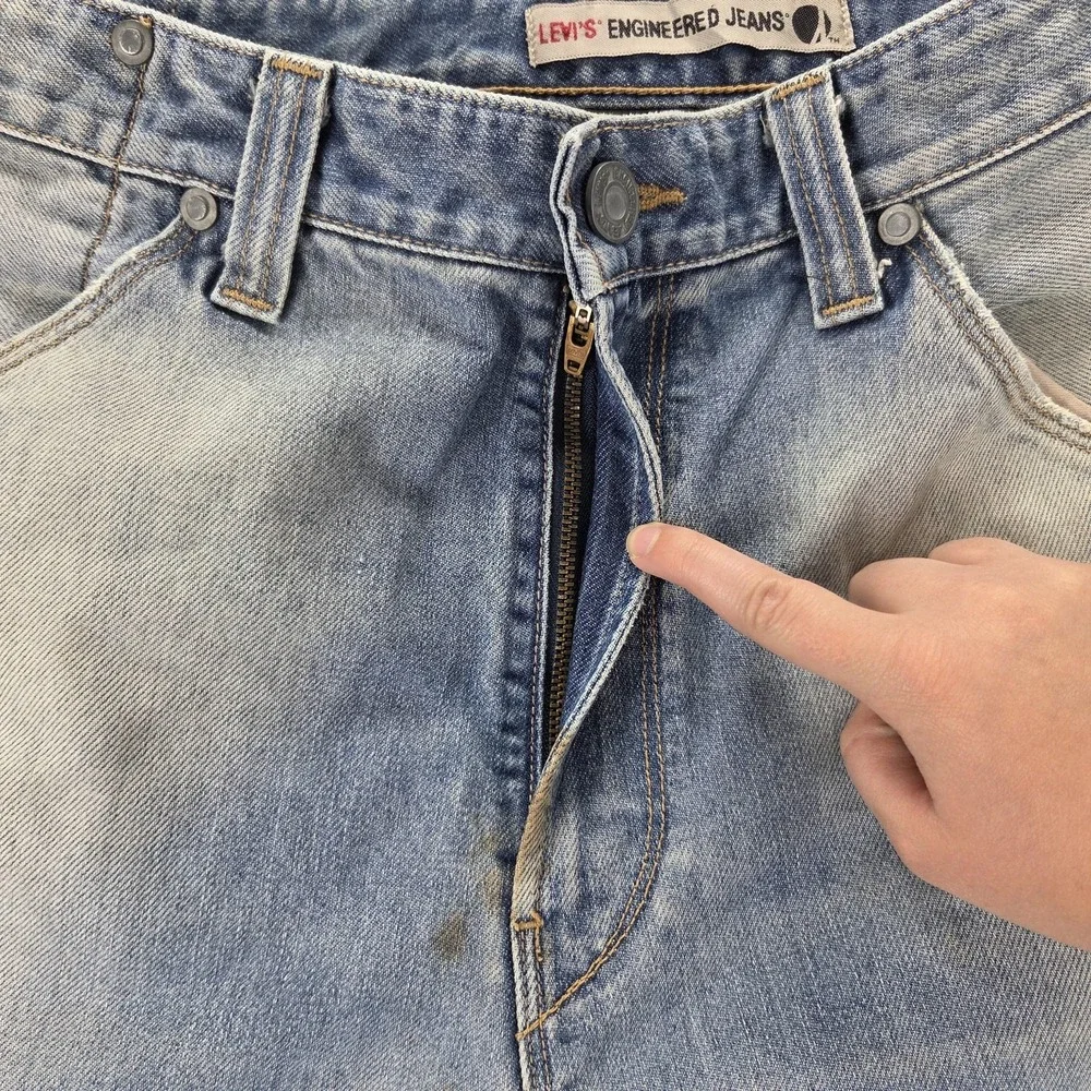 Vintage Levis Engineered Jeans 10th Anniversary Altered‎ Hem Stains Fits 30x27